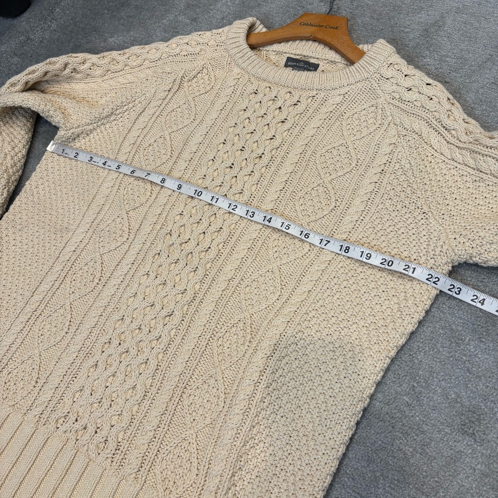 L.L. Bean Men's Signature Cotton Fisherman Sweater in Beige Large - Picture 10 of 13